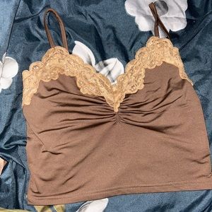 Y2K brown lace top